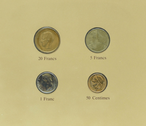 фото Бельгия Набор монет 1982-1988 UNC 50 сентим, 1, 5, 20 франков и 1 марка в сувенирной упаковке