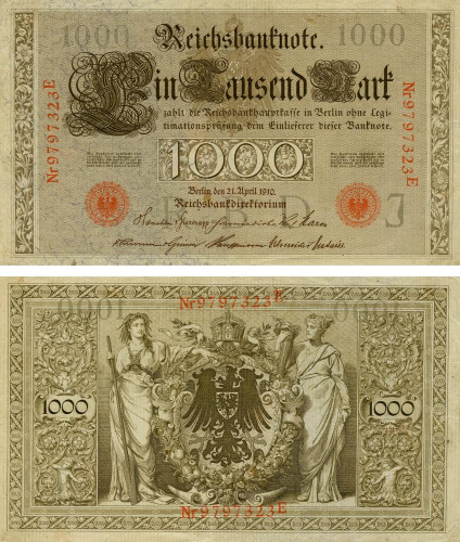 фото Германия 1000 марок 1910 G-VG (P45b)