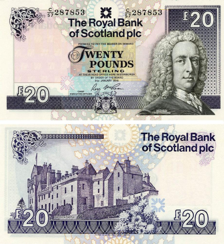 фото Шотландия 20 фунтов 2016 UNC Brodick castle RBS