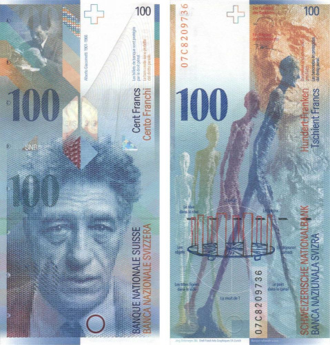 фото Швейцария 100 франков UNC (P72)