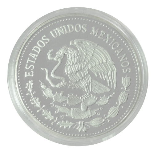 фото Мексика 25 песо 1986 Серебро Proof Чемпионат мира по футболу в Мексике в 1986 году - Мяч в воротах