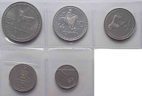 фото Грузия набор из 5 монет 1993 UNC