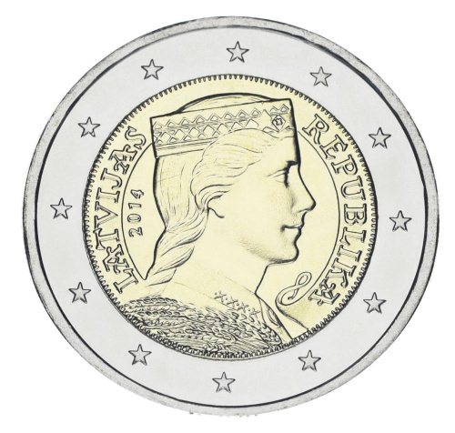 фото Латвия 2 евро 2014 UNC