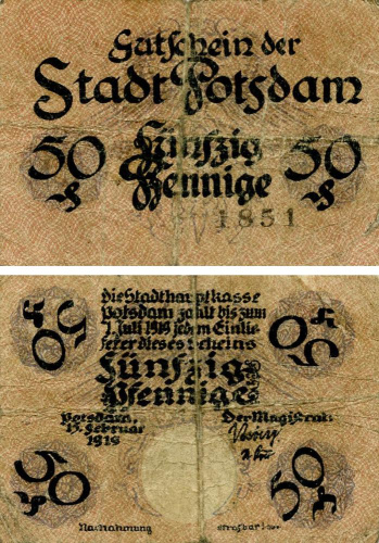 фото Германия Нотгельд  50 пфеннигов  1919 G-VG Потсдам