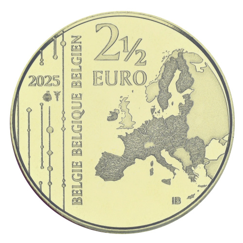 фото Бельгия 2,5 евро 2025 UNC Уличное искусство в сувенирной упаковке