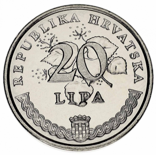фото Хорватия 20 липа 1995 AU-UNC FAO ФАО Ягоды (KM#18)