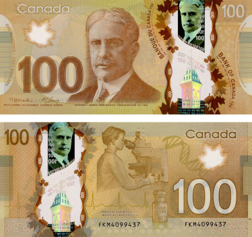 фото Канада 100 долларов 2016 Новая подпись UNC