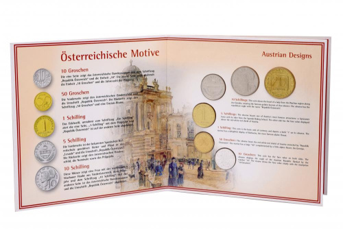 фото Австрия набор из 6 монет 2001 UNC 10, 50 грош, 1, 5, 10, 20 шиллингов в сувенирной упаковке