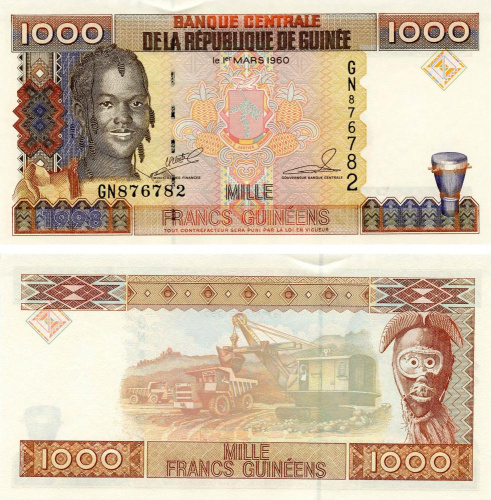 фото Гвинея 1000 франков 1998 UNC (P37)