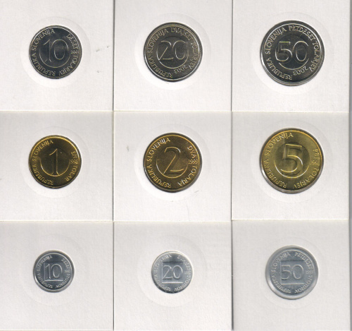 фото Словения набор из 8 монет 1992-2000 UNC