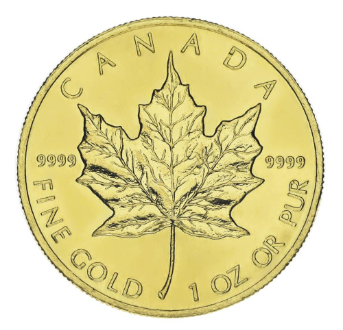 фото Золотая монета Канады 50 долларов 1991 Золото F-VF Кленовый лист (Au 9999, унция, 31,1 грамм)