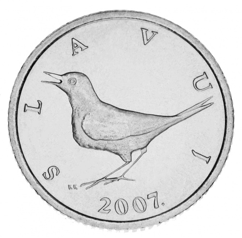фото Хорватия 1 куна 2007 AU-UNC Птица
