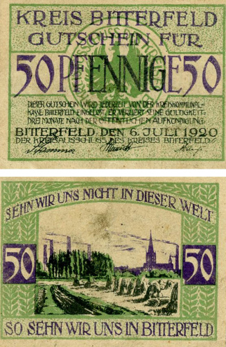 фото Германия Нотгельд  50 пфеннигов 1920 F-VF Биттерфельд