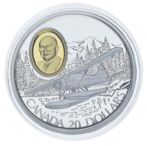 фото Канада 20 долларов 1991 Серебро Proof Канадская авиация - De Havilland Canada DHC-2 Beaver (Ag 925, 31,1 гр.)