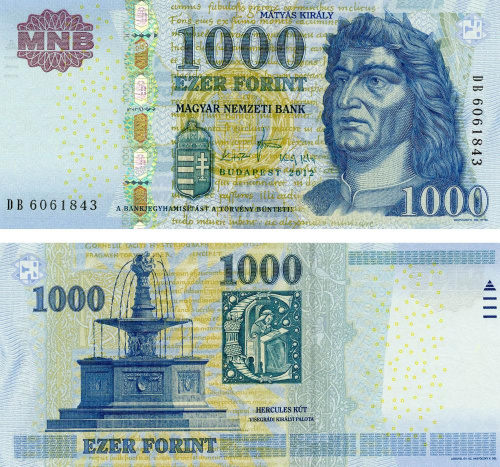 фото Венгрия 1000 форинтов 2012 UNC (P197d)