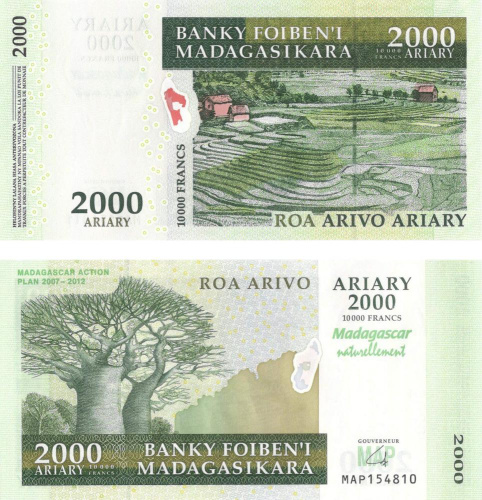 фото Мадагаскар 2000 ариари 2007-2012 UNC Памятная (P93)
