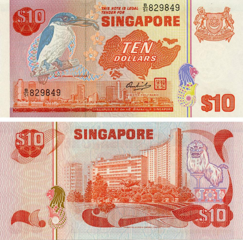 фото Сингапур 10 долларов 1976 UNC (P11)