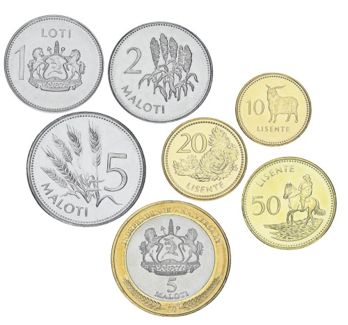 фото Лесото набор из 7 монет 2010-2023 AU-UNC 10, 20, 50 лисенте, 1, 2, 5, 5 малоти