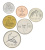 фото Южная Корея набор из 6 монет 1983-2016 UNC 1, 5, 10, 50, 100, 500 вон