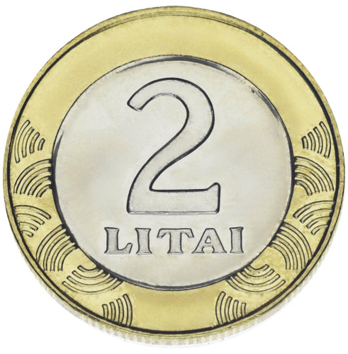 фото Литва 2 лита 2008 Биметалл AU-UNC