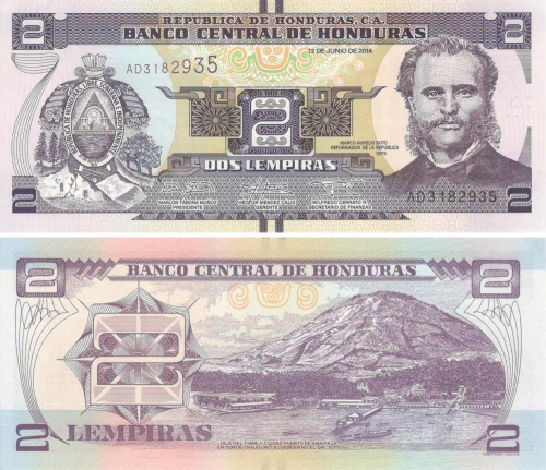фото Гондурас 2 лемпиры 2014 UNC