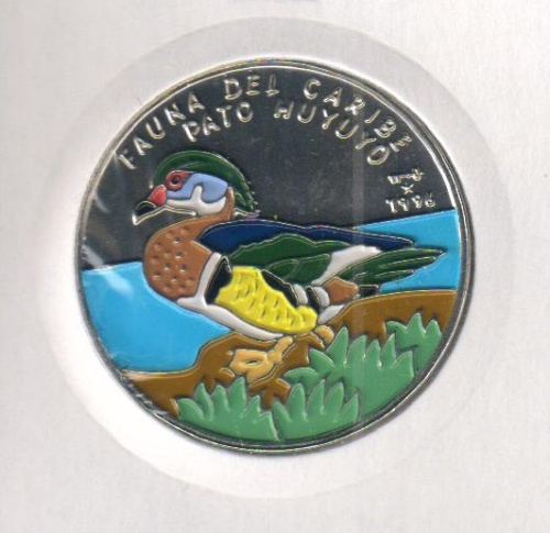 фото Куба 1 песо 1996 «Карибская фауна - Каролинская утка» UNC (KM#552)