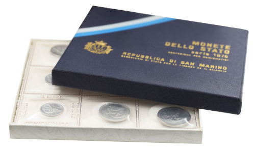 фото Сан-Марино набор из 9 монет 1978 UNC 1, 2, 5, 10, 20, 50, 100, 200, 500 лир (серебро)