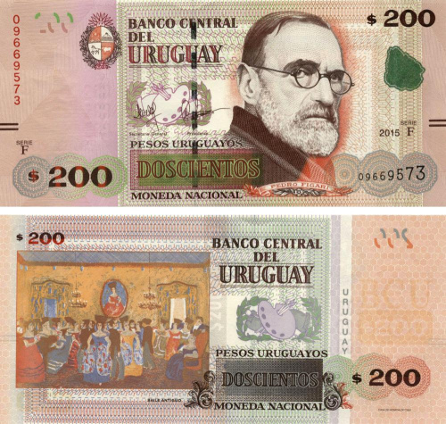 фото Уругвай 200 песо 2015 UNC серия F (P96)