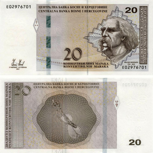 фото Босния и Герцеговина 20 марок 2012 UNC Кириллица-Латиница (P83)