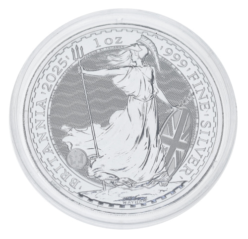 фото Великобритания 2 фунта 2025 Серебро UNC Британия (Ag 999, унция, 31,1 грамм)