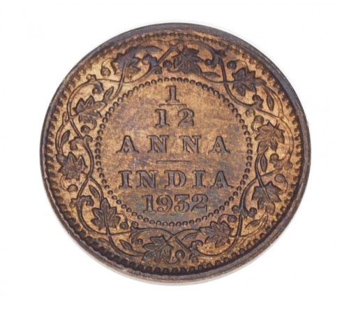 фото Индия 1/12 анна 1932 F-VF