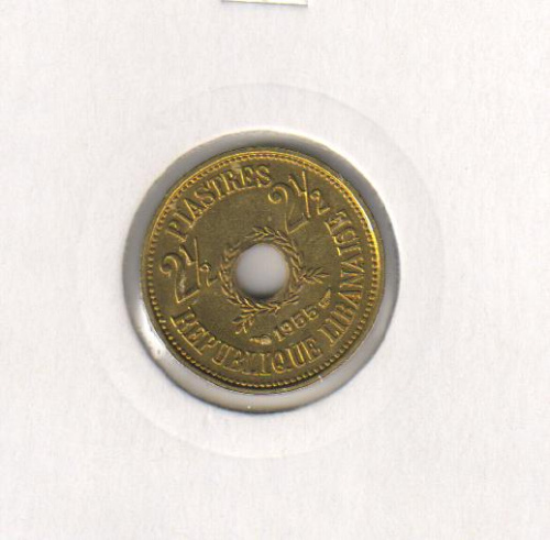 фото Ливан 2,5 пиастра 1955 VF (KM#20)