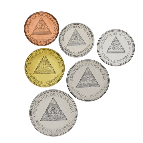 фото Никарагуа набор из 6 монет 1997-2007 UNC 5, 10, 25, 50 сентаво, 1, 5 кордоба