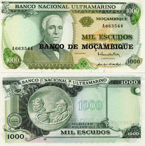 фото Мозамбик 1000 эскудо 1972 VF-AU (P115)