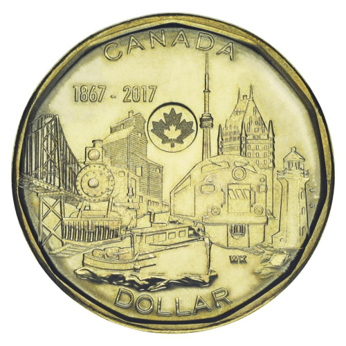 фото Канада 1 доллар 2017 UNC 150 лет Канады