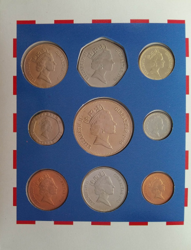 фото Гибралтар набор из 9 монет 1990 UNC
