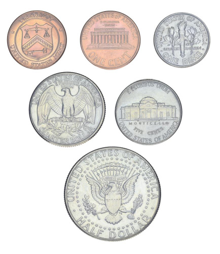 фото США набор из 6 монет 1993 UNC P 1, 5, 10, 25, 50 центов, медаль