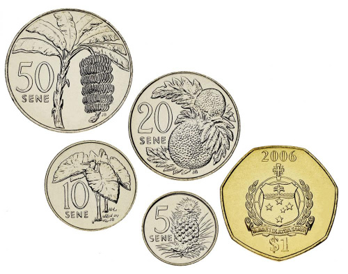 фото Самоа набор из 5 монет 2002-2010 UNC 5, 10, 20, 50 сене, 1 тала