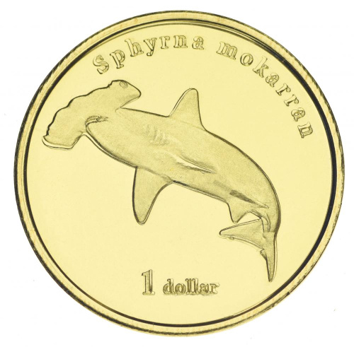фото Муреа 1 доллар 2020 UNC Рыба - Акула-молот
