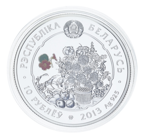 фото Беларусь 10 рублей 2013 Серебро Proof Цветы - Ирис