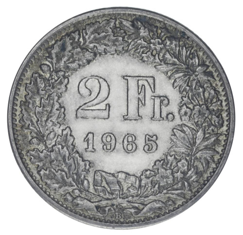 фото Швейцария 2 франка 1965 Серебро F-VF