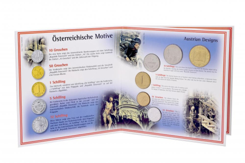 фото Австрия набор из 6 монет 1997 UNC 10, 50 грош, 1, 5, 10, 20 шиллингов в сувенирной упаковке