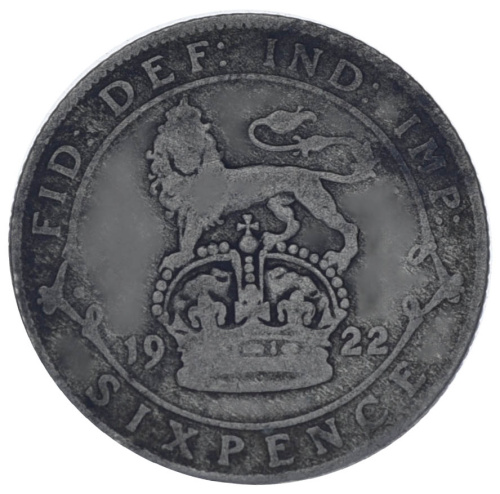 фото Великобритания 6 пенсов 1922 Серебро F-VF (Ag 925, 2,83 грамма)