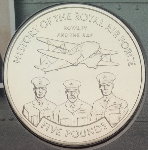 фото Гернси 5 фунтов 2008 «ROYALTY AND THE RAF» UNC