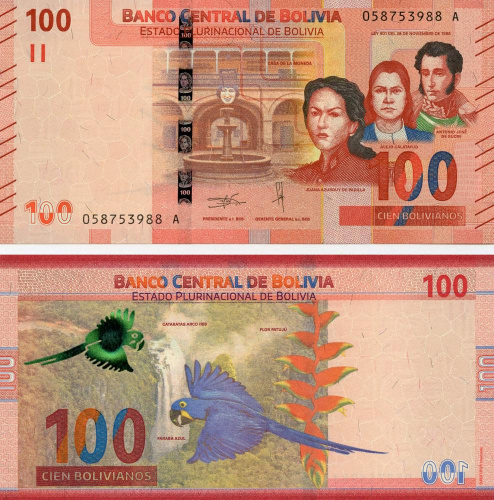 фото Боливия 100 боливиан 2019 UNC (P251)
