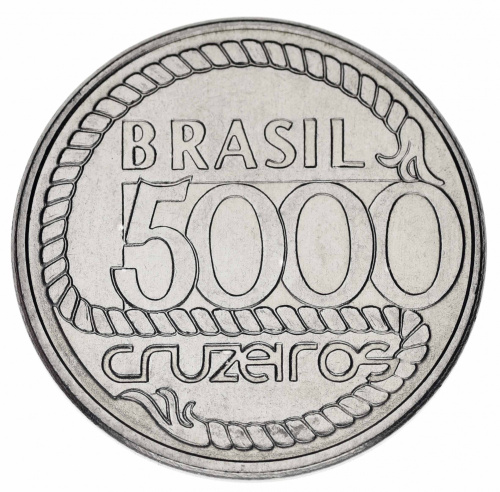 фото Бразилия 5000 крузейро 1992 UNC Тирадентес (KM#625)
