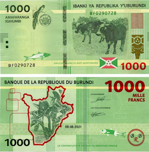 фото Бурунди 1000 франков 2021 UNC (P51)