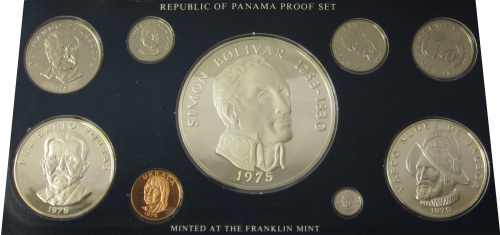 фото Панама набор из 9 монет 1975 Серебро Proof