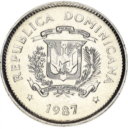 фото Доминикана 10 сентаво 1987 AU-UNC