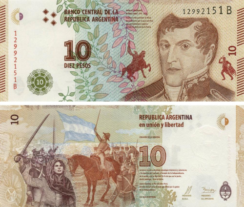 фото Аргентина 10 песо 2016 UNC (P360)